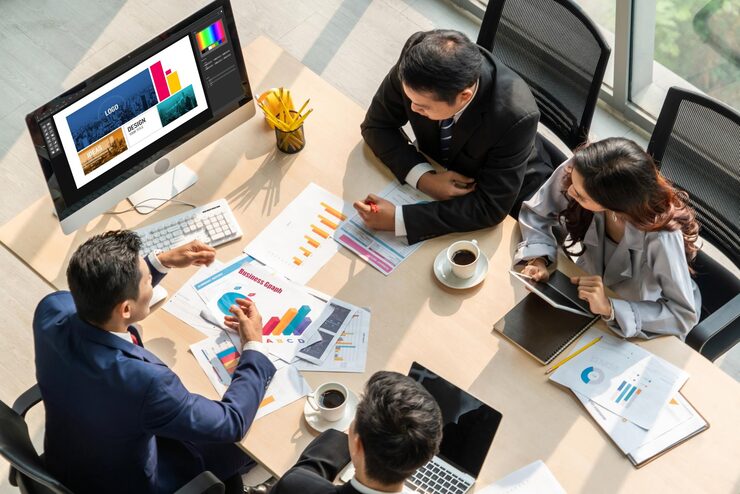Graphic designer working on a web page design
